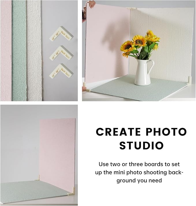 5PCS Photography Backdrop Boards with 4 Brackets, 16x16 Inch Coarse Sand Backdrop Board for Food Jewelry, Cosmetics and Ornaments Shooting - Image 4