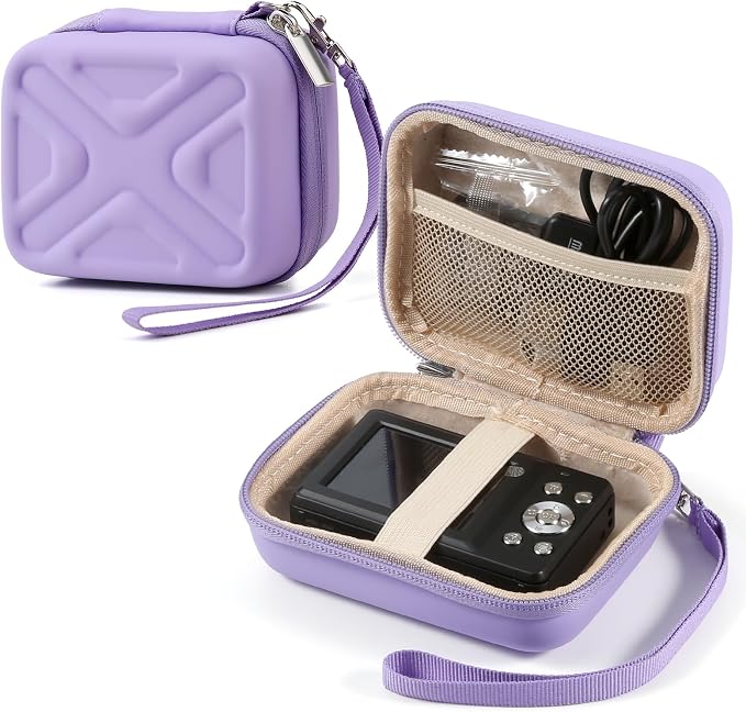 Digital Camera Case for AbergBest 21 Mega Pixels 2.7" LCD Rechargeable HD/Kodak Pixpro/Canon PowerShot ELPH 180/190/Sony DSCW800/DSCW830 Cameras, Travel Carrying Protective Case for Camera- Purple by Unknown