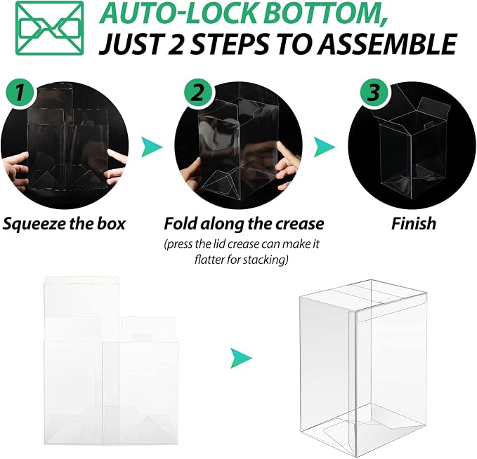 CreGear Protectors Case Apply for Funko-4 Inch-Pop Vinyl Figures, 100 Pack | Heavy Duty, 0.38mm Crystal Clear Protector, Plastic Protector Cases with Locking Tab, Perfect for Vinyl Figures, Display Box - Image 4