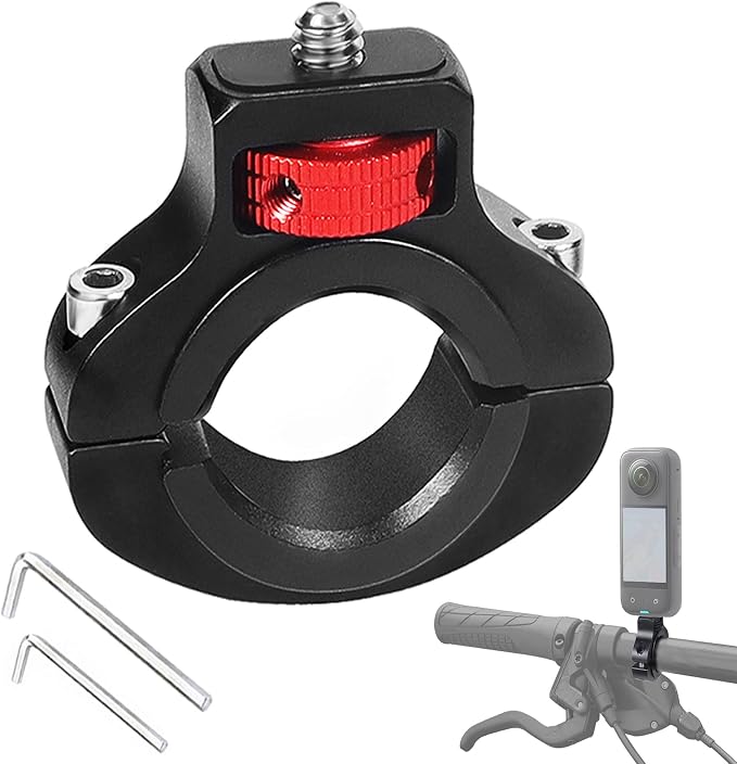 Niewalda Aluminum Bike/Motorcycle Handlebar Mount, 360° Rotary | Action Camera Mount for Vlogging, Compatible with GoPro, Insta360, DJI & Fill Light, Anti-Reverse Reinforced Design by Niewalda