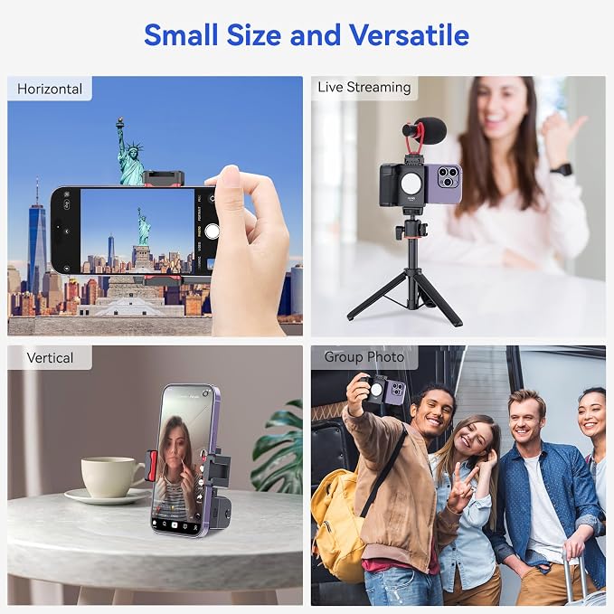 UURIG PH-14 Smartphone Camera Shutter Handle Grip w Detachable Wireless Bluetooth Remote Control,Three-Gear Adjustable Fill Light for iPhone Samsung Google OnePlus Phones Video/Photo Shooting - Image 5