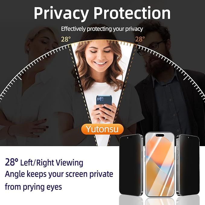 2+2 Pack Privacy Screen Protector for iPhone 17 Air 6.5-Inch | with Camera Lens Protector, Anti-Spy Tempered Glass Film, Easy Installation, 9H Hardness, Case Friendly - Image 3
