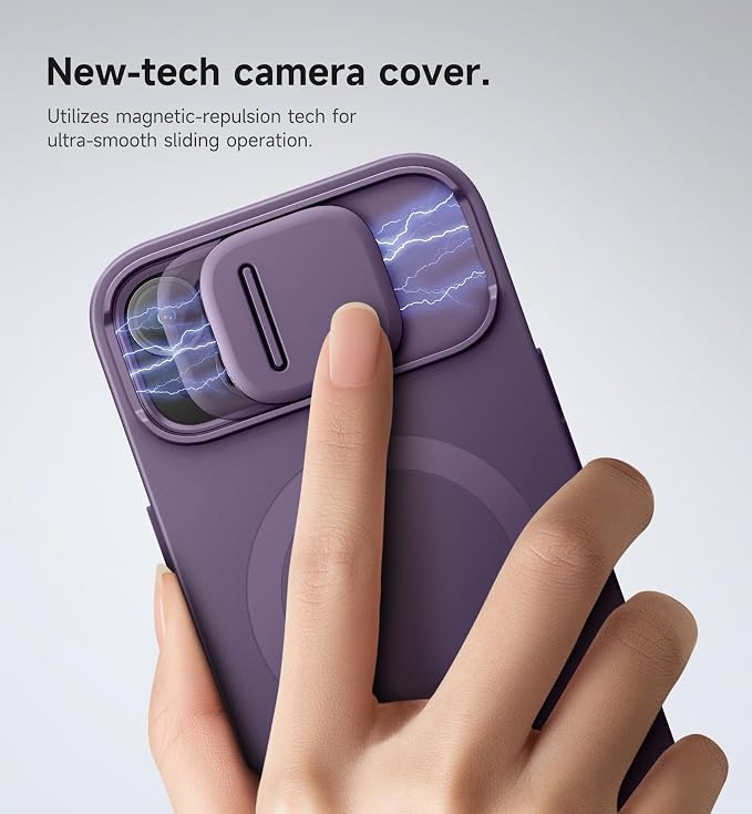 SURITCH for iPhone 15 Case with Magnetic Camera Slide Cover and Adjustable Kickstand, Compatible with MagSafe, Shockproof Bumper Case Slim Protective Cover 6.1 Inch, Dark Purple - Image 4
