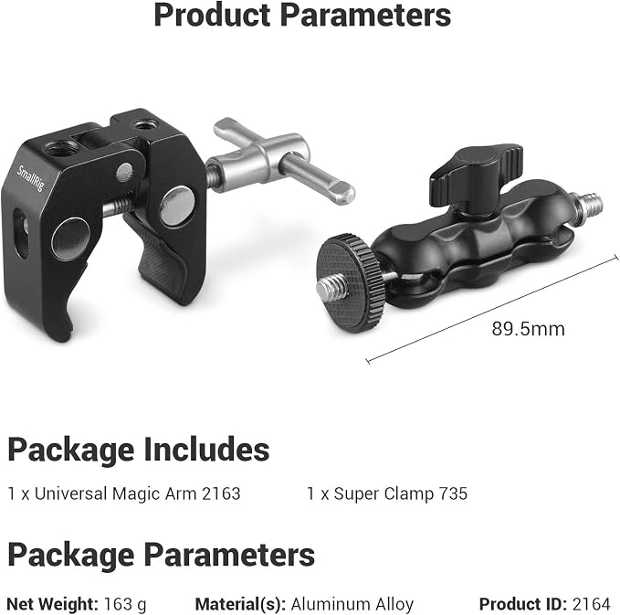 SMALLRIG Ballhead Clamp Double Ball Adapter with Bottom Clamp(4 pcs) | Clamps diameter up to 54mm, Max load up to 1kg - Image 7