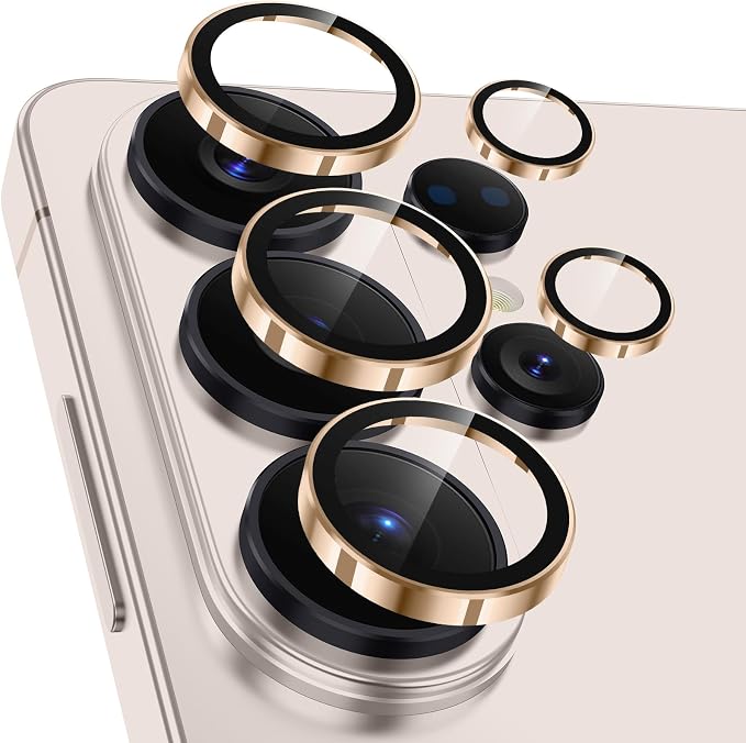 Meshine for Samsung Galaxy S26 Ultra Camera Lens Protector,Scratch Proof,Strong Adsorption,9H Hardness with Metal Ring Camera Cover,Ultra Thin Case Friendly, Accessories Lens Protector,Gold by Meshine