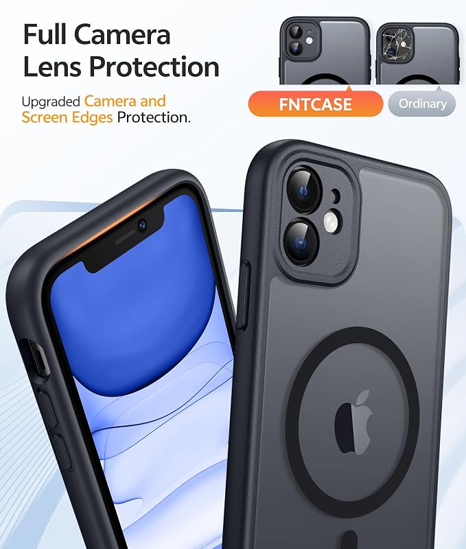 FNTCASE for iPhone 11 Phone Case, Fit for Magsafe, Full Camera Protection | Translucent Matte Back, Strong Magnetic Charging,14FT Military Grade Drop-proof, Anti Slip, Black - Image 5