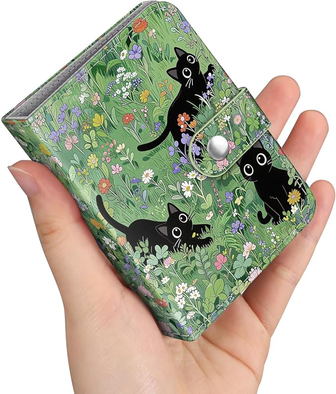 Fintie Mini Photos Album Book for 2x3 Inch Films - 52 Pockets Small Albums | For Fujifilm Instax Mini, Polaroid Hi-Print Pictures, Portable Kpop Photocard Holder, Travel Memory Book, Black Cats by Fintie