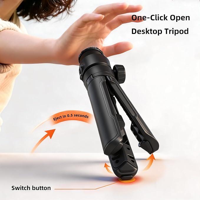 One-Click Mini Desktop Tripod for Camera, Phone & Action Cam | Adjustable Foldable Stand for Streaming, Zoom Meetings, Vlog Recording & Content Creation - Image 2