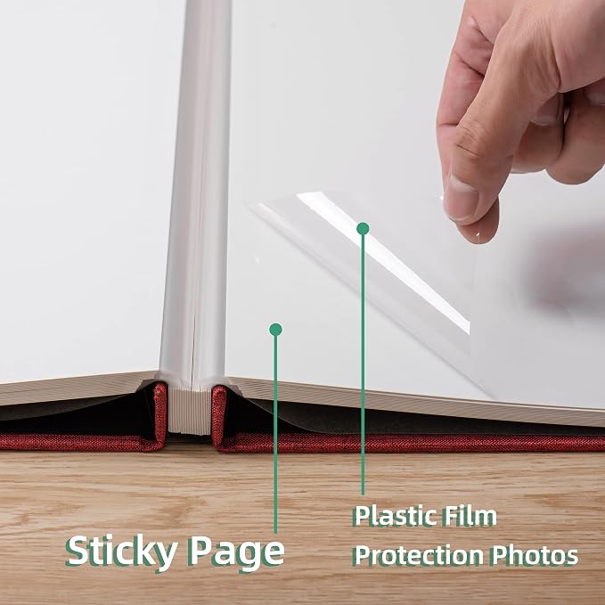 Large Photo Album Self Adhesive Scrapbook Album for 4×6 5×7 8×10 Pictures DIY Magnetic Linen Cover Album 60 Pages for Family Wedding Gifts with Metal Pen and Plastic Board - Image 5