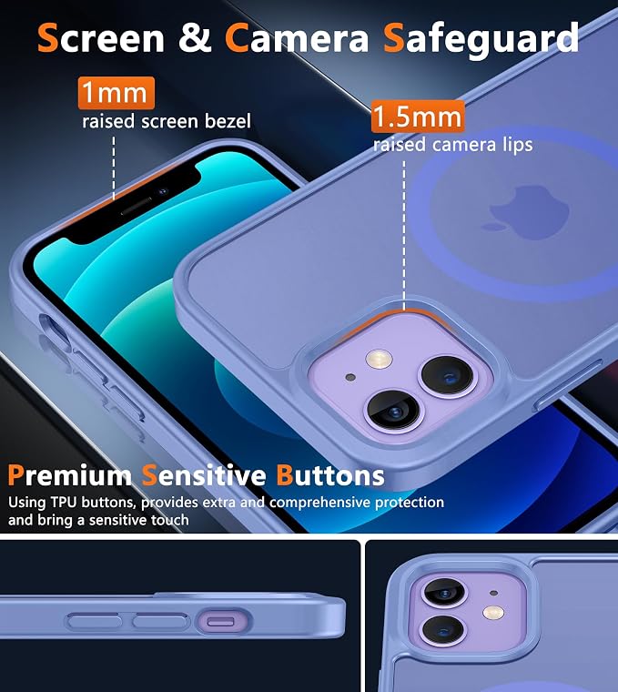 FNTCASE for iPhone 12/iPhone 12 Pro Case Light Purple: Fit for MagSafe | Translucent Magnetic Camera Protection Slim Cases, 14FT Military Grade Drop Tested, Matte Shockproof Cover - Image 6