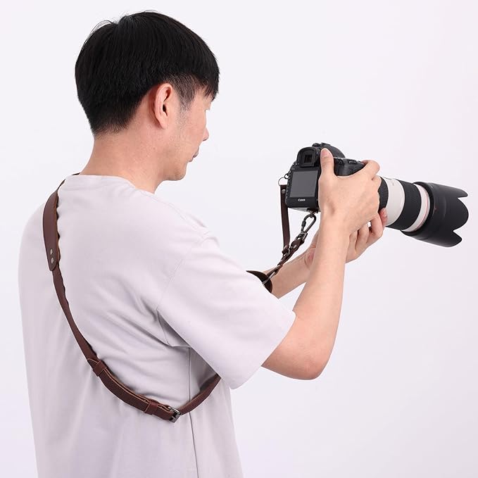 Padwa Lifestyle Dark Brown Single Camera Harness Strap for One Camera - Professional Single Full Grain Leather Cowhide Camera Harness,Quick Release Gear DSLR Camera Straps for Photographers - Image 2