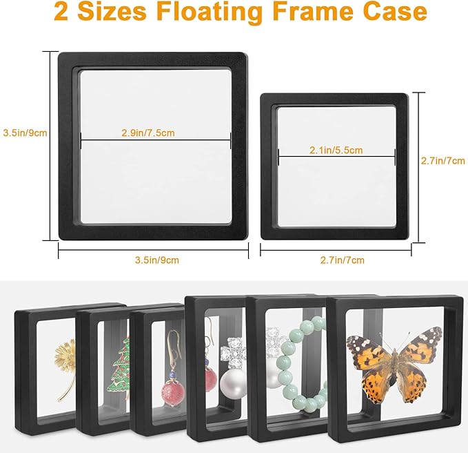 Linkstyle 10PCS 3D Floating Frame Display Stand, Challenge Coins Display Holder Case, Jewelry Specimen Medallions Storage Box Suspension Frame - Image 2