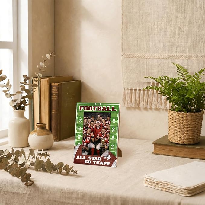 Football Picture Frame, All Star Go Team Picture Frames, Sports Themed Photo Frame for 4x6 Inches Photos, Tabletop Display Frames for Football Players and Coaches, Sports Decor for Home - Image 3