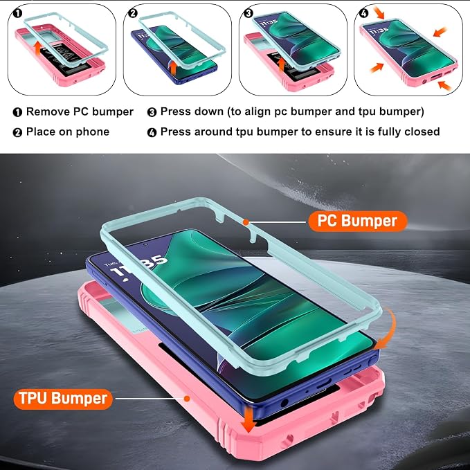 Gritup for Motorola Moto G Stylus 5G 2026 Case: G Stylus 5G 2025 Case with Screen Protector*2 [Magnetic Stand] [Slide Camera Cover] Shock Proof Military-Grade para G Stylus-5G-2025 Green+Pink - Image 3