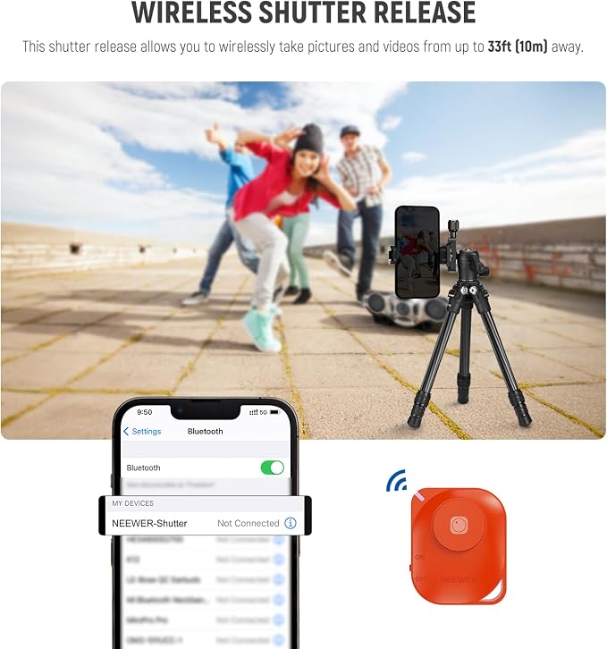 NEEWER TP09 Carbon Fiber Mini Tripod Compatible with iPhone, 20" Lightweight Compact Travel Desktop Tripod Stand with Ball Head, Phone Holder, Remote for Phone DSLR Camera Video Camcorder Webcam - Image 8