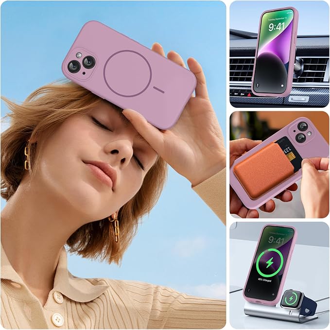 miracase Magnetic for iPhone 14 Plus Case, [Soft Anti-Scratch Microfiber Lining], Compatible with MagSafe, Silicone Shockproof Protection Phone Case for iPhone 14 Plus,Blackcurrant - Image 6