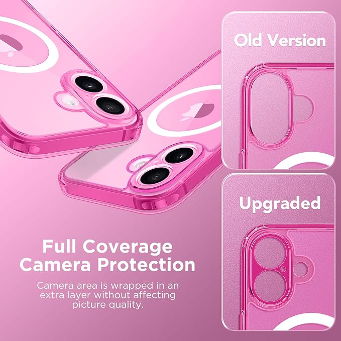 CAPRARO for iPhone 16 Case, Compatible with MagSafe | Upgraded [Full Camera Protection] Protective Translucent Matte Women Girl Magnetic Phone Case Cover, Clear Neon - Image 7