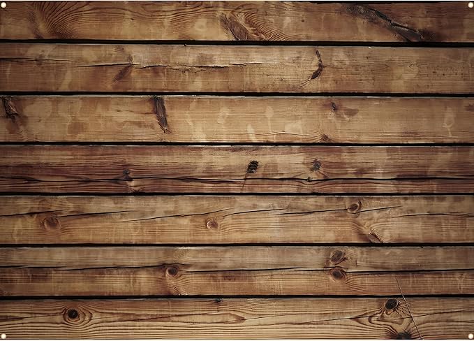 Peryiter Wooden Backdrop Wall for Photoshoot Background, 7 x 5ft, Brown | Fabric Wood Backdrop, Brown Polyester Rustic Photo Panel Backdrop, Baby Shower Cowboy Party Wedding Photography Supplies by Peryiter