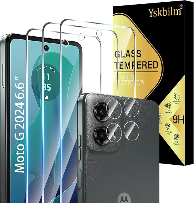 (3+2 Pack) Designed for Motorola Moto G 5G 2024 Tempered Glass Screen Protector + Camera Lens Protector,[3D Touch][Bubble-Free][Anti-Scratch] Screen Protector Glass For Motorola G 5G 2024 by Unknown