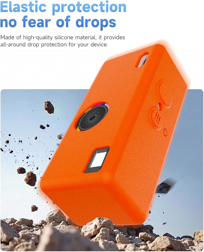 Silicone Case for Kodak CHARMERA Keychain Digital Blind Box accessories,Soft Silicone Protective Case,Comes with Screen Protectors and Wrist Strap - Orange - Image 5