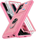 Gritup for Galaxy S22 Ultra Case Military-Grade Shockproof with Kickstand | with 2 PCS Screen Protector, Slide Camera Cover, Heavy Duty Outdoor Protection Funda para Samsung S22 Ultra Cover, Pink by Gritup