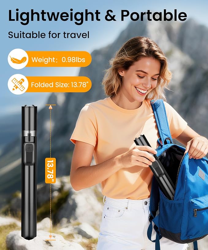 VICTIV 68" Phone Tripod, Auto Open iPhone Tripod with Remote and Fill Light | Extendable Selfie Stick Tripod for iPhone Android, Cell Phone Stand for Video Recording, Selfies, Vlogging, Live Streaming - Image 8