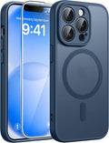 FNTCASE for iPhone 13 Pro Case, Fit for Magsafe, Screen Protector Blue | Full Camera Protection, Translucent Matte, 14FT Military Grade Drop Proof, Shockproof Protective Phone Cover, Blue by FNTCASE