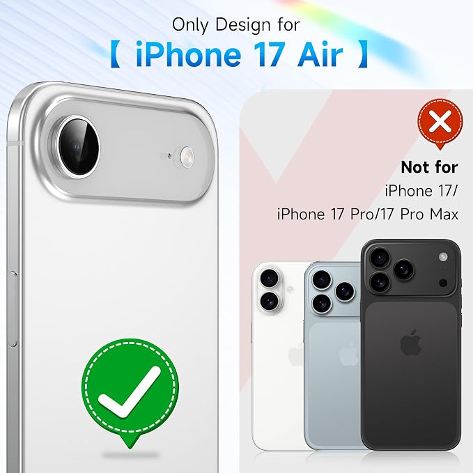 YWXTW Camera Lens Protector for iPhone Air, Individual Bling Glitter Metal Ring Tempered Glass Camera Screen Protector for iPhone Air Accessories, Case Friendly (Glitter Silvery) - Image 2