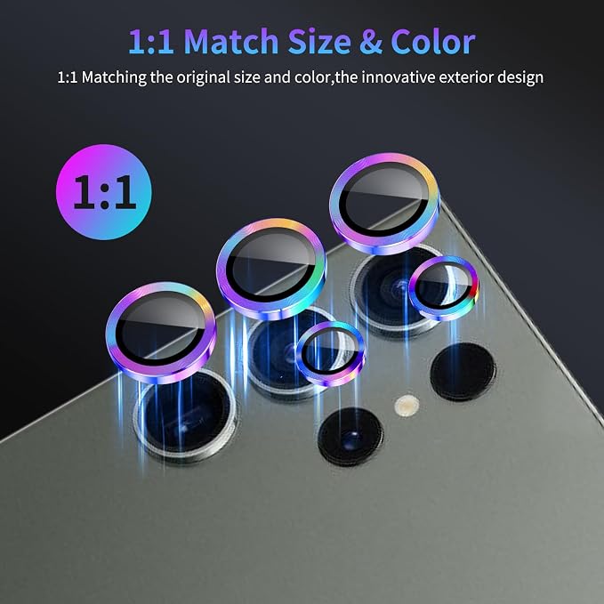 Camera Lens Protector for Samsung Galaxy S23 Ultra,1 Pack | Tempered Metal Glass Camera Cover, HD Clear Anti-Scratch Lens Screen Protector Film,Case Friendly,Colorful Titanium - Image 5