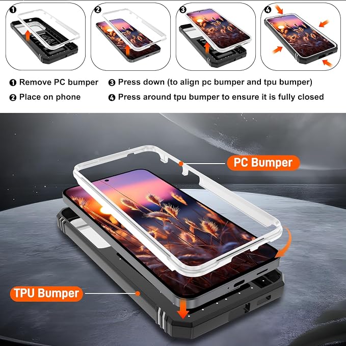 Gritup for Galaxy A57 5G Phone Case: Samsung A57 5G Case with 2*Screen Protector, Magnetic Stand & Slide Camera Cover, Shock Proof Military-Grade para Galaxy A 57 Phone Cover, White+Black - Image 3
