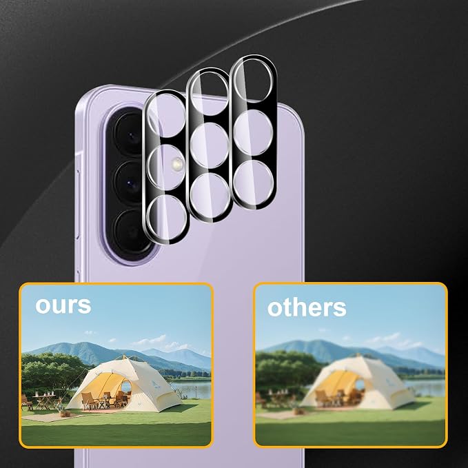 3 Pack Camera Lens Protector for Samsung Galaxy A57/A37 5G | Tempered Glass,Anti-Fingerprint,9H Hardness,Scratch Resistant,Easy to Install,Bubble Free,HD Clarity - Image 6