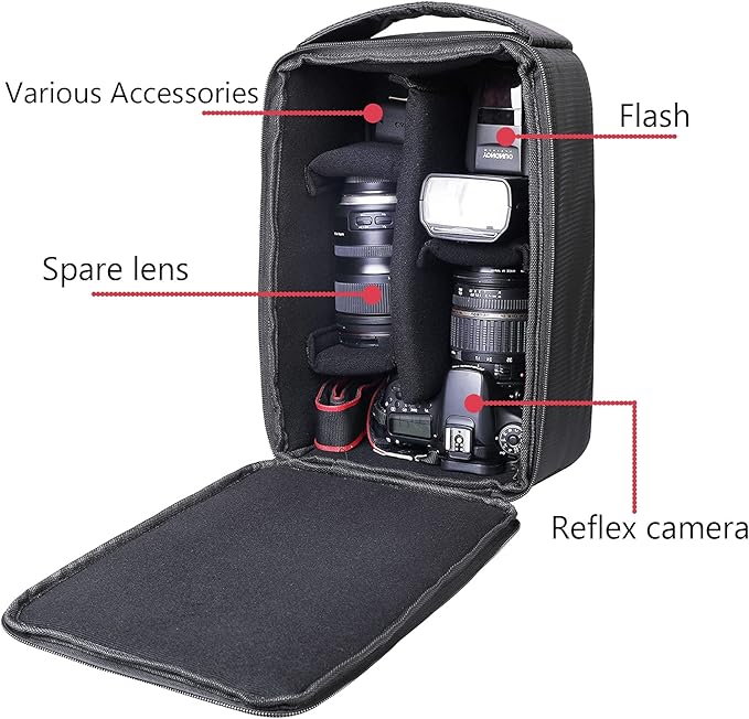 Roomy Camera Protective Bag Insert Waterproof Lens Pouch Shockproof DSLR SLR Carrying Case with Thicken Partition Padded Liner for Sony Canon Nikon Camera Flash Light & Accessories - Image 3