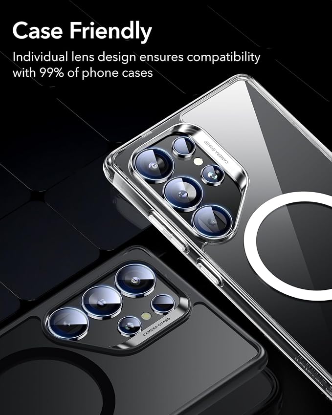 ESR for Samsung Galaxy S25 Ultra Camera Lens Protector, 2 Pack, Black | Individual Camera Cover, 9H Tempered Glass, Original Camera Clarity, Scratch-Resistant, Case Friendly - Image 8