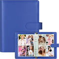 A5 Kpop Photocard Binder, PU Leather 6-Ring Album with Magnetic Closure, Includes 30 Pack 4-Pocket Pages for 240 Cards, Card Holder for Trading and Collectible Cards (Deep Blue) by WITHYU