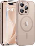 FNTCASE for iPhone 14 Pro Max Case, Fit for Magsafe, Glass Screen Protector | Full Camera Protection, Translucent Matte, 14FT Military Grade Drop Proof, Shockproof Protective Phone Cover, Desert Gold by FNTCASE