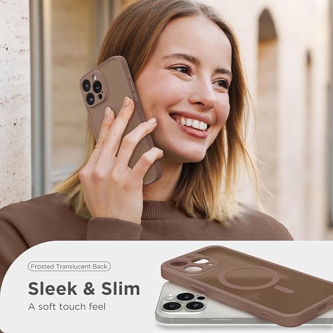 CAPRARO for iPhone 14 Pro Max Case, Compatible with MagSafe Brown | Upgraded [Full Camera Protection] Shockproof Protective Slim Translucent Matte Magnetic Phone Case 6.7'', Brown - Image 7