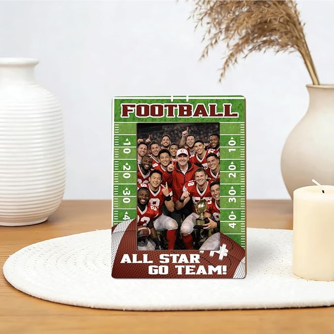 Football Picture Frame, All Star Go Team Picture Frames, Sports Themed Photo Frame for 4x6 Inches Photos, Tabletop Display Frames for Football Players and Coaches, Sports Decor for Home - Image 5