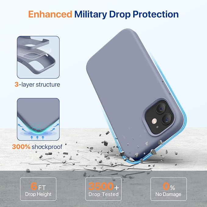 Miracase Silicone for iPhone 12 Case and iPhone 12 Pro Case, Lavender Gray | Liquid Silicone Gel Rubber Shockproof Drop Protection Phone Case for iPhone 12/12 Pro 6.1 inch - Image 4