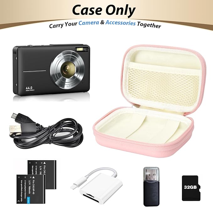 Digital Camera Case for KODAK PIXPRO FZ55/FZ45, Case Only, Pink | Fits CAMKORY DC403 and Canon PowerShot ELPH 360 HS Compact Digital Cameras, Small Hard Shell Camera Pouch with Mesh Pocket - Image 4