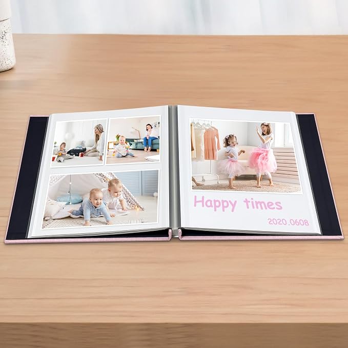 Photo Album Scrapbook – Holds 4x6, 5x7 & 8x10 Pictures – Self-Adhesive Pages for Baby, Wedding, Travel & Family Memories | Includes Metallic Pen & Scraper/Light Pink Large DIY Memory Book for Gifts - Image 3