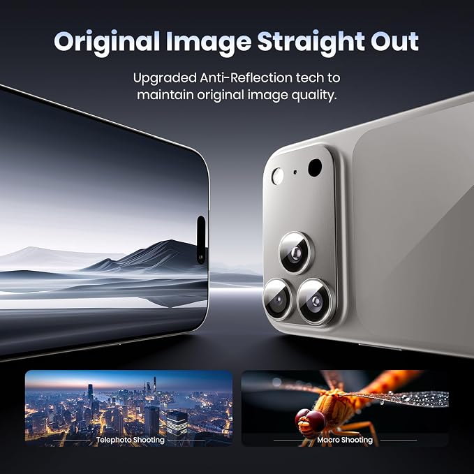 for iPhone 17 Pro Camera Lens Protector - 12FT Shatterproof | Military Grade Protection, Strong Adsorption, 9H+ Tempered Glass Camera Screen, Full Protective Cover, Case Friendly, Gray - Image 4