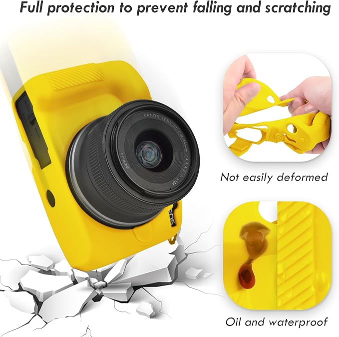 Rieibi EOSR50 EOS R50 Case, Soft Silicone Protective Case for Canon EOS R50 EOSR50 Vlogging Camera, Lightweight EOS R50 Camera Case Grip Cover Body Skin - Yellow - Image 8