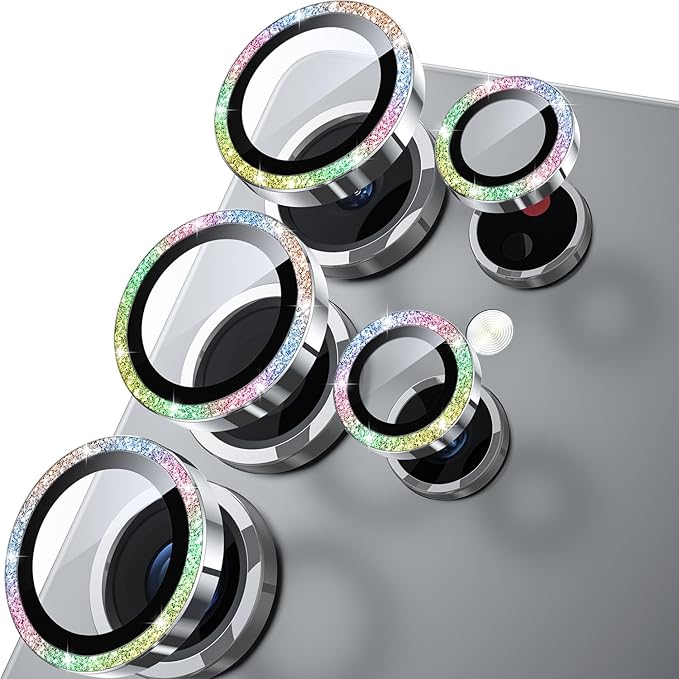 WSKEN for Samsung Galaxy S25 Ultra Camera Lens Protector - Ultra Thin | Case Friendly, 9H Shatterproof Tempered Glass, Anti Scratch Metal Circle, Camera Screen Protector Cover Accessories, Glitter by SmartProtectionGreenerFuture