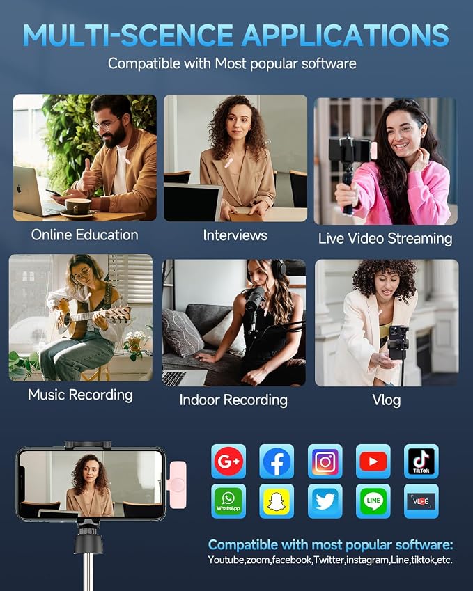 Professional Wireless Mini Microphone for iPhone 17/16/15, Android Phone, Cordless Omnidirectional Lavalier Lapel Mic, Plug-Play Lavalier Mic for TikTok, YouTube & Interviews - Image 8