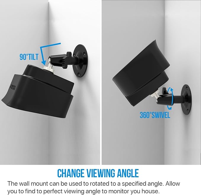 Frienda 360 Degree Adjustable Wall Mount Bracket and Silicone Protective Skin Compatible with Blink Xt Indoor Outdoor Security Camera(1,Black) - Image 4