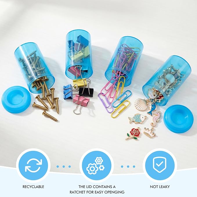 Jovitec 100 Pcs 35mm Film Canisters with Lids Empty Storage,Blue | Clear Plastic Holder for Beads Fish Hooks, Camera Reel Containers Craft Supply Organizer with Caps - Image 6
