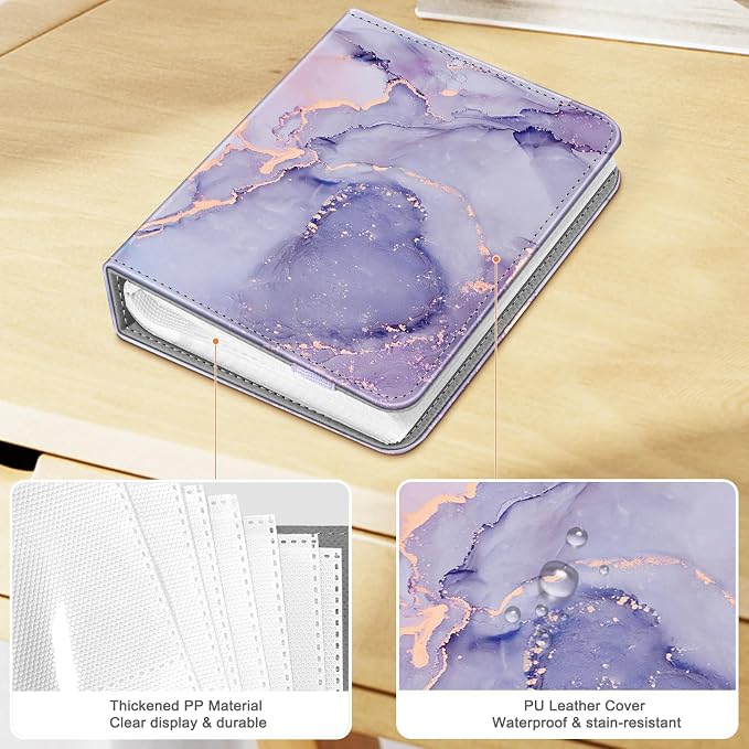 Fintie Mini Photos Album Book for 2x3 Inch Films - 104 Pockets Small Albums | For Fujifilm Instax Mini 13/12/11/99/40/Evo/Se/7+/Liplay Instant Camera, Photos Keepsakes, Kids Memory Book, Lilac Marble - Image 8