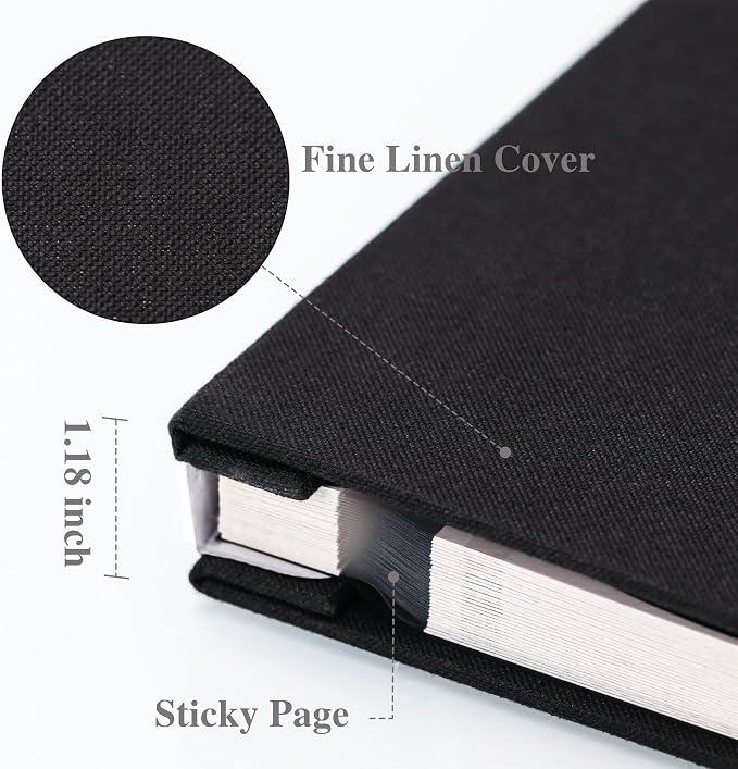 Vienrose Large Photo Album Self Adhesive for 4x6 8x10 10x12 Pictures Magnetic Scrapbook Album DIY 13" X 12.6" 60 Blank Pages with A Metallic Pen | Linen Cover, Scrapbook, Fits 4X6 8X10 10X12 Pictures, Metallic Pen, Diy - Image 3