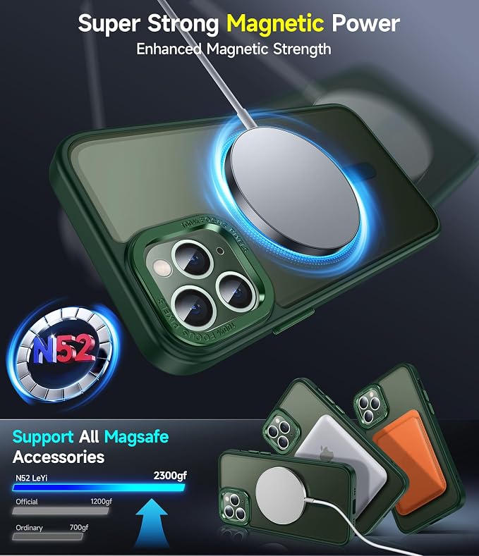 LeYi for iPhone-11-Pro-Max Cases Green with Screen Protector X2 + Camera Cover X2:[ MagSafe Compatible] Magnetic Military Grade Protective Slim Phone Case for iPhone 11promax i Phone 11pro max,Green - Image 3