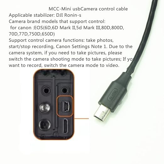 for DJI Ronin-s R-Wire Camera Control Connection Cable MCC-mini stabilizer Data Shutter Release Extension Cable for Canon 5d3 650d 80d 800d 70d 6d2(MCC-Mini) - Image 3